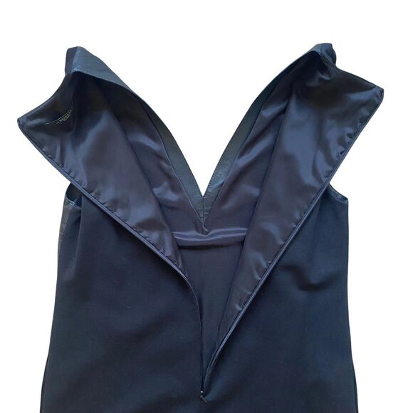MAX MARA Weekend Lamb Leather Shift Mini Dress Sz 8 IT 42 V Neck Sleeveless - Picture 7 of 10